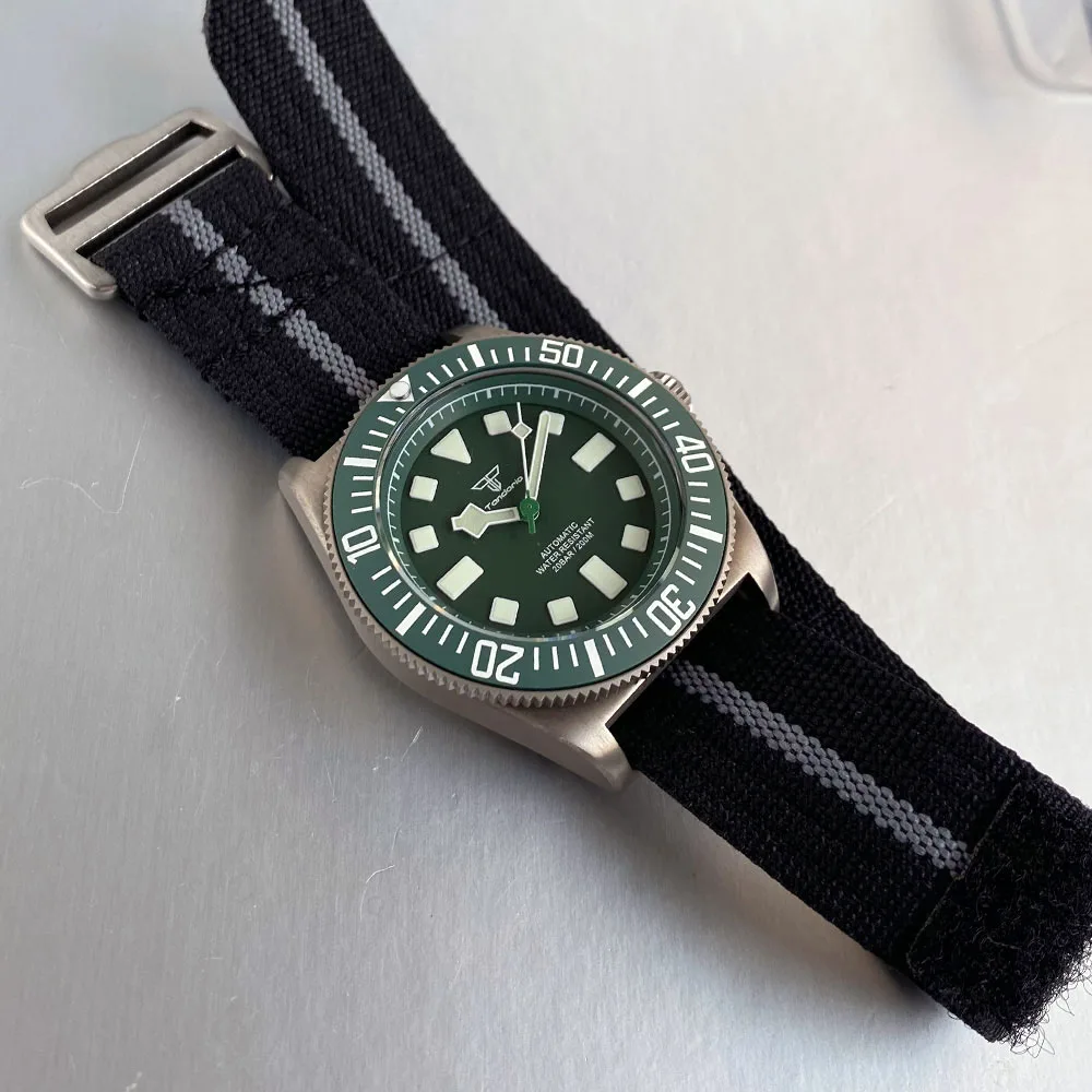 NH35 PT5000 Tandorio 42mm Titanium Green Blue FXD Diving Automatic