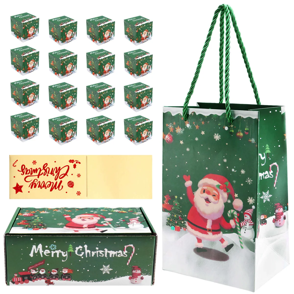 A40T Christmas Money Box Set Gift Box Explosion for Money Christmas Money Box for Cash Present Pull (Green 16pcs)