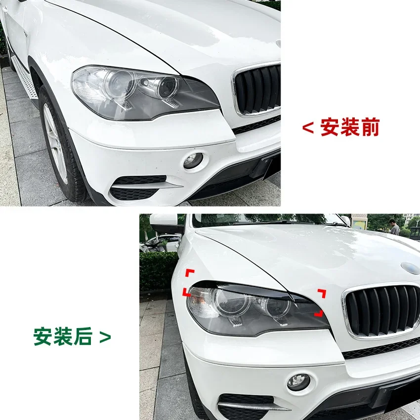 2X 2008 To 2013 For Bmw X5 E70 30i 30d 35d 35i 40d 48i 50i M50d X5M Front Headlight Eyebrows Eyelid Cover Lid Eyebrow By ABS