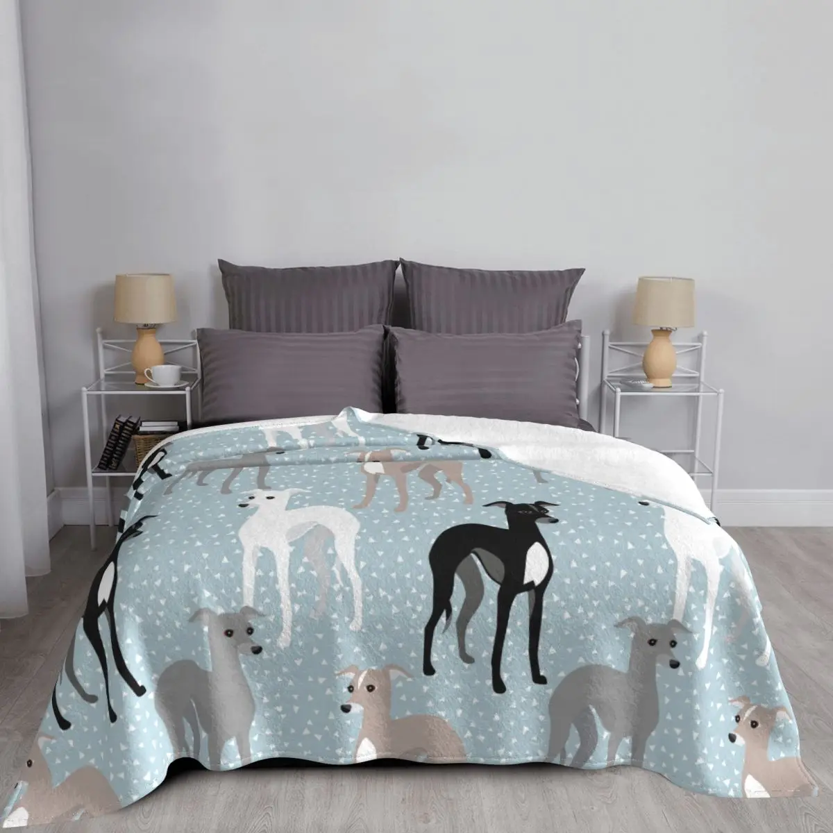 Greyhound Whippet Lurcher Galgo Dog Blanket Flannel Spring Autumn Cartoon Warm Throw Blankets for Bed Travel Bedding Throws