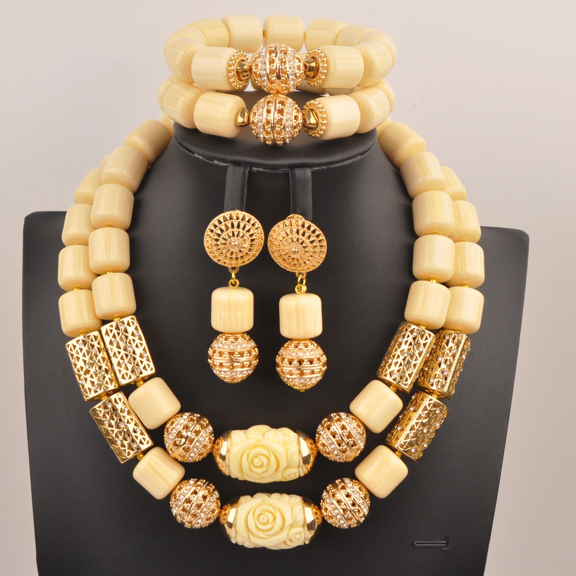 

Nigerian Wedding Beads White Artificial Coral Jewelry Sets