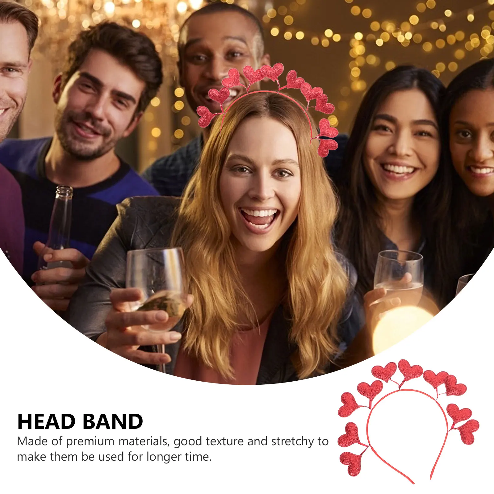 

Heart Shaped Hair Hoops Elastic Adjustable Headbands for Party Wedding Valentine Accessories Hair Bands Stylish Plastic Iron