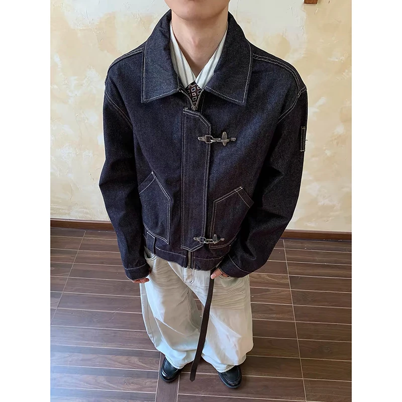 ZHIZOU Autumn Winter Women Blue Denim Jacket American Vintage Y2k 2000s High Street Baggy Washed Jacket Cowboy Outwear Tide Punk