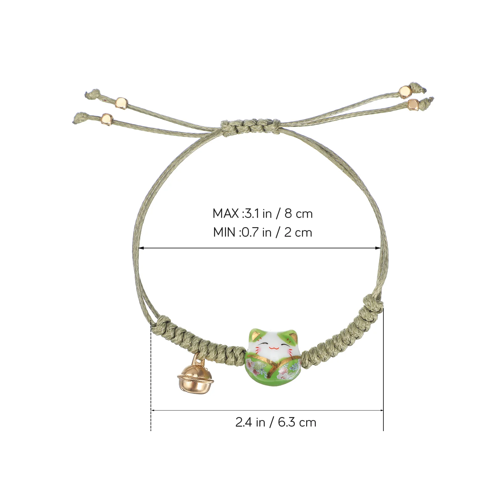 Pulsera de gato Maneki Neko, amuleto de la suerte, cuerda ajustable, cascabel, pulsera de la fortuna japonesa, regalos de estilo minimalista, 3 uds.