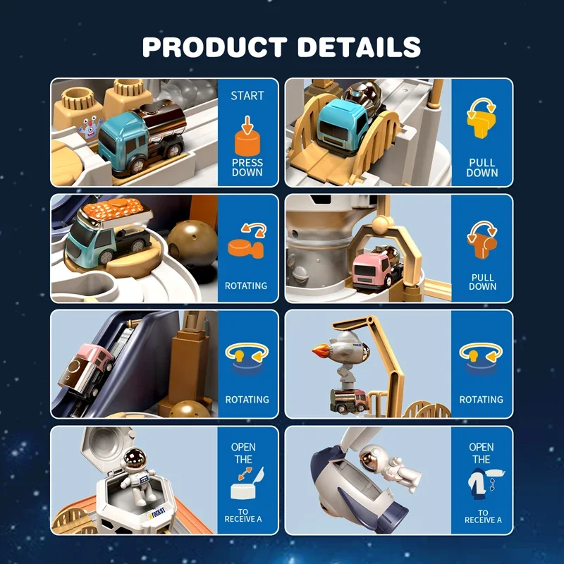 Rennwagen-Modell, Weltraum, Luft- und Raumfahrt, Tiere, Lernspielzeug, Kinder, Zugstrecke, Abenteuer, Gehirn, mechanisches interaktives Spiel