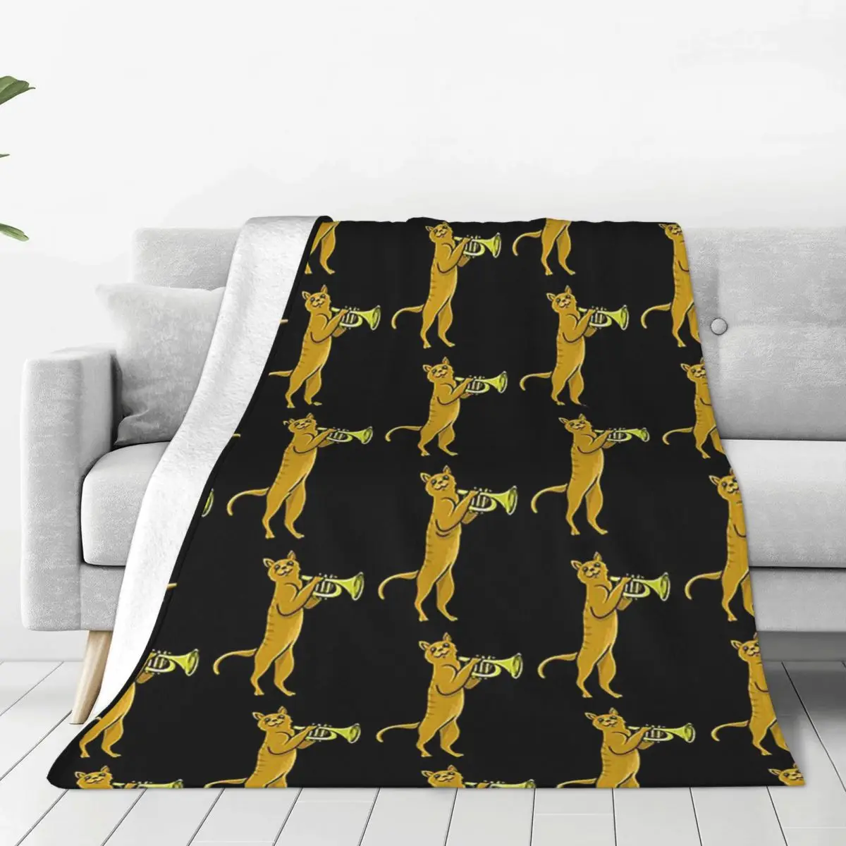 Trumpet Cat Blanket Flannel Warm Throw Blanket Sofa Throw Blanket For Couch Bedding Office Throws Bedspread Quilt