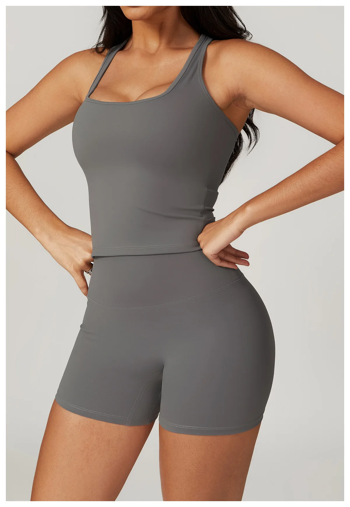 Hearuisavy Sommer Stoßfestes Yoga-Top Lauf-Tanktop für Damen Fitness Schnelltrocknende Trainingsweste Ärmelloses Sport-Top für Frauen – Detail 27