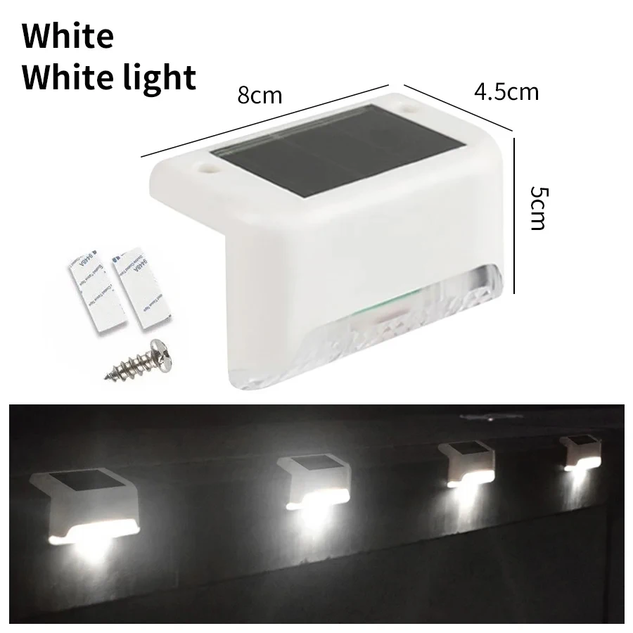 GGBEE 1–8 Stück LED-Solar-Stufenleuchten für den Außenbereich, Zaun, Garten, für Treppen, Hof, Terrasse, Weg, Deck, 3 Farben, wasserdichtes RGB-Sonnenlicht 7
