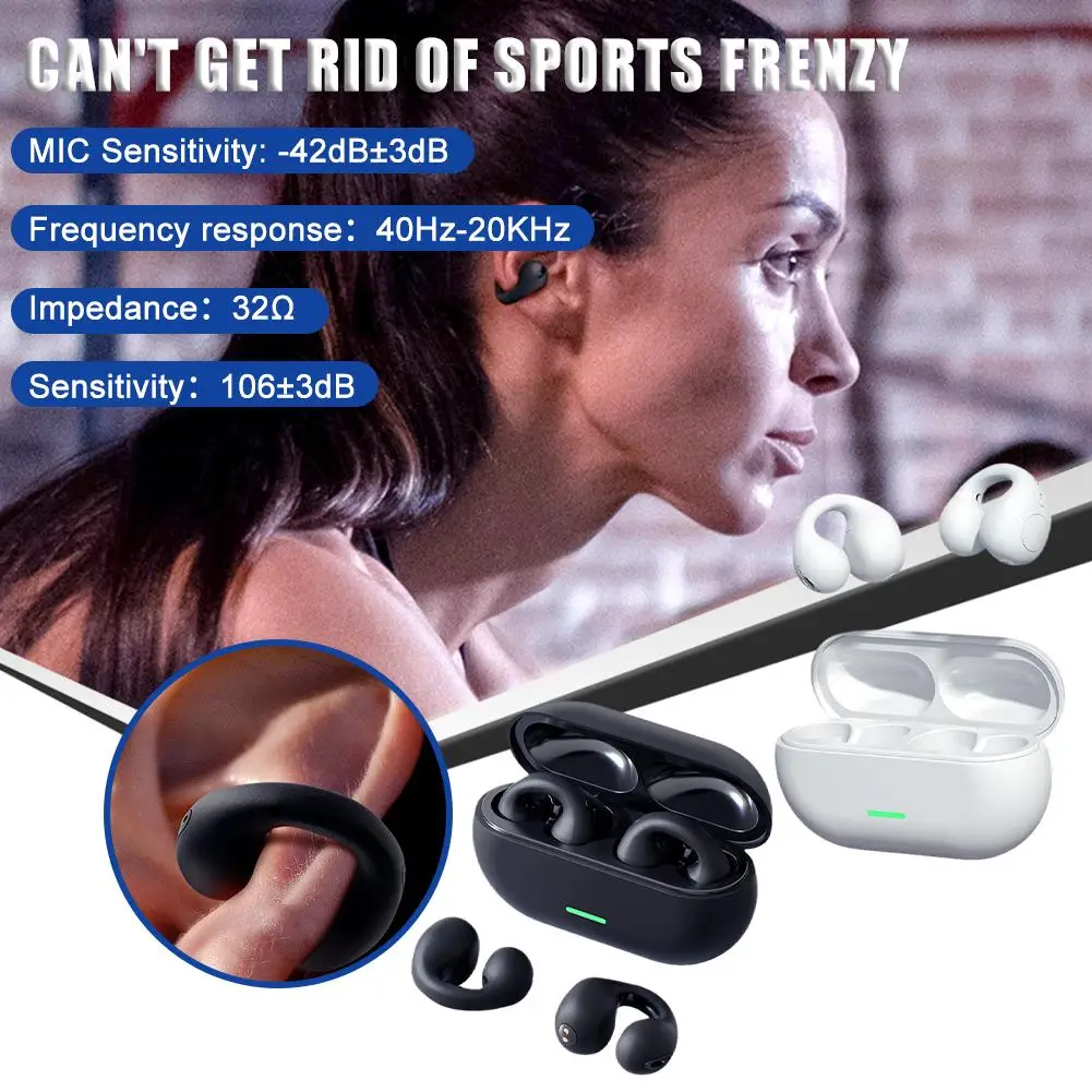 Wireless Bluetooth Earbuds 5.3 Earclip Wireless Bluetooth Range Sports Long Extra Earbuds T75 Earbuds Z2K7