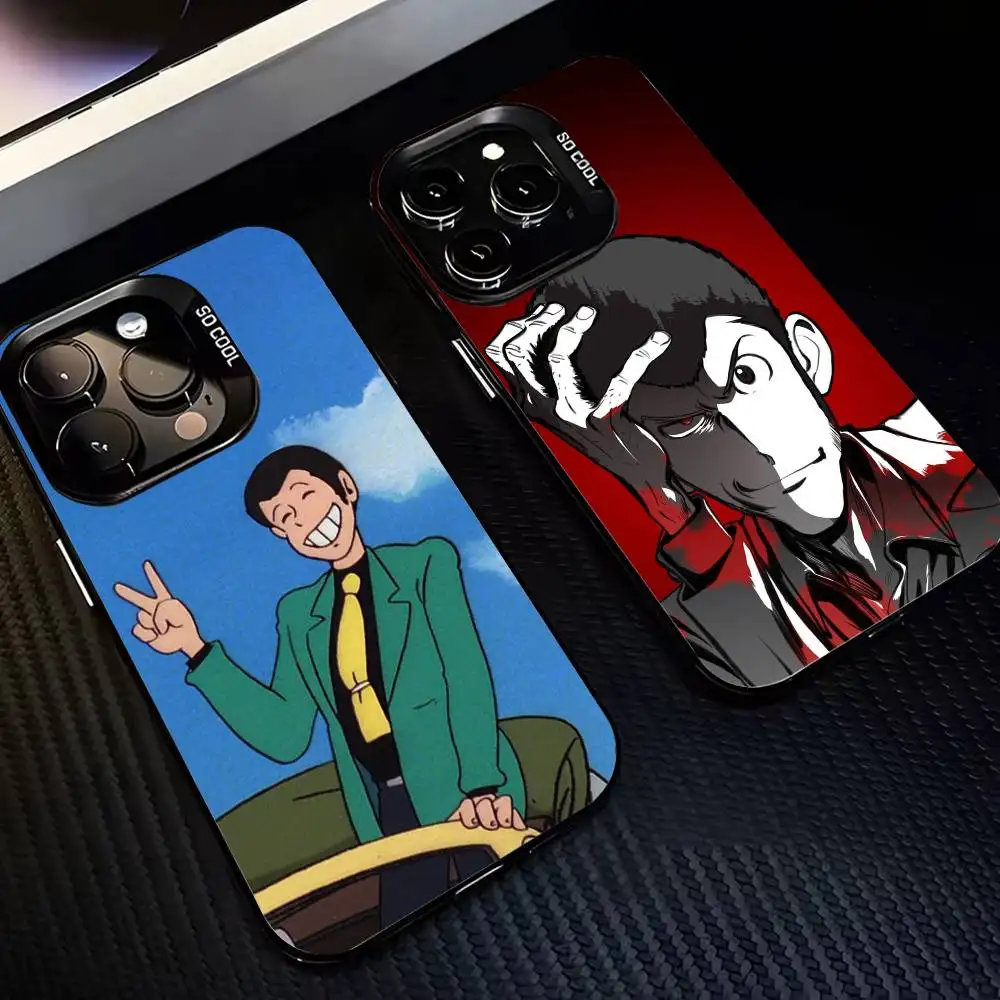 

L-Lupin Anime T-Third Phone Case For iPhone17 16 15 14 13 12 Pro Max Grey Black Matte Laser Metallic Aurora Funda