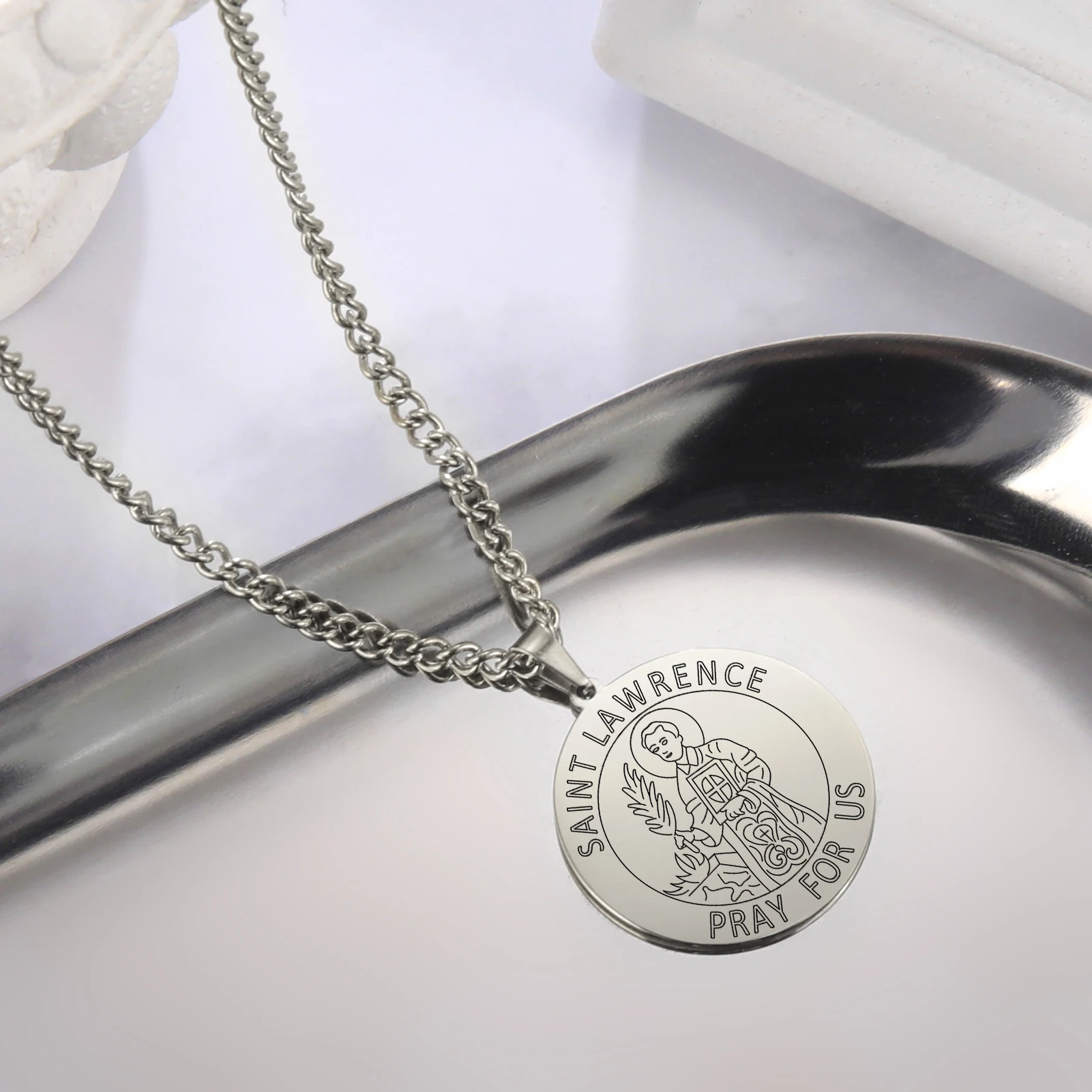 Dawapara Saint Christopher Medaille Halskette Jesus Truet In Sie Amulett Katholischen Schmuck Reisende Fahrer Geschenke Edelstahl – Detail 16