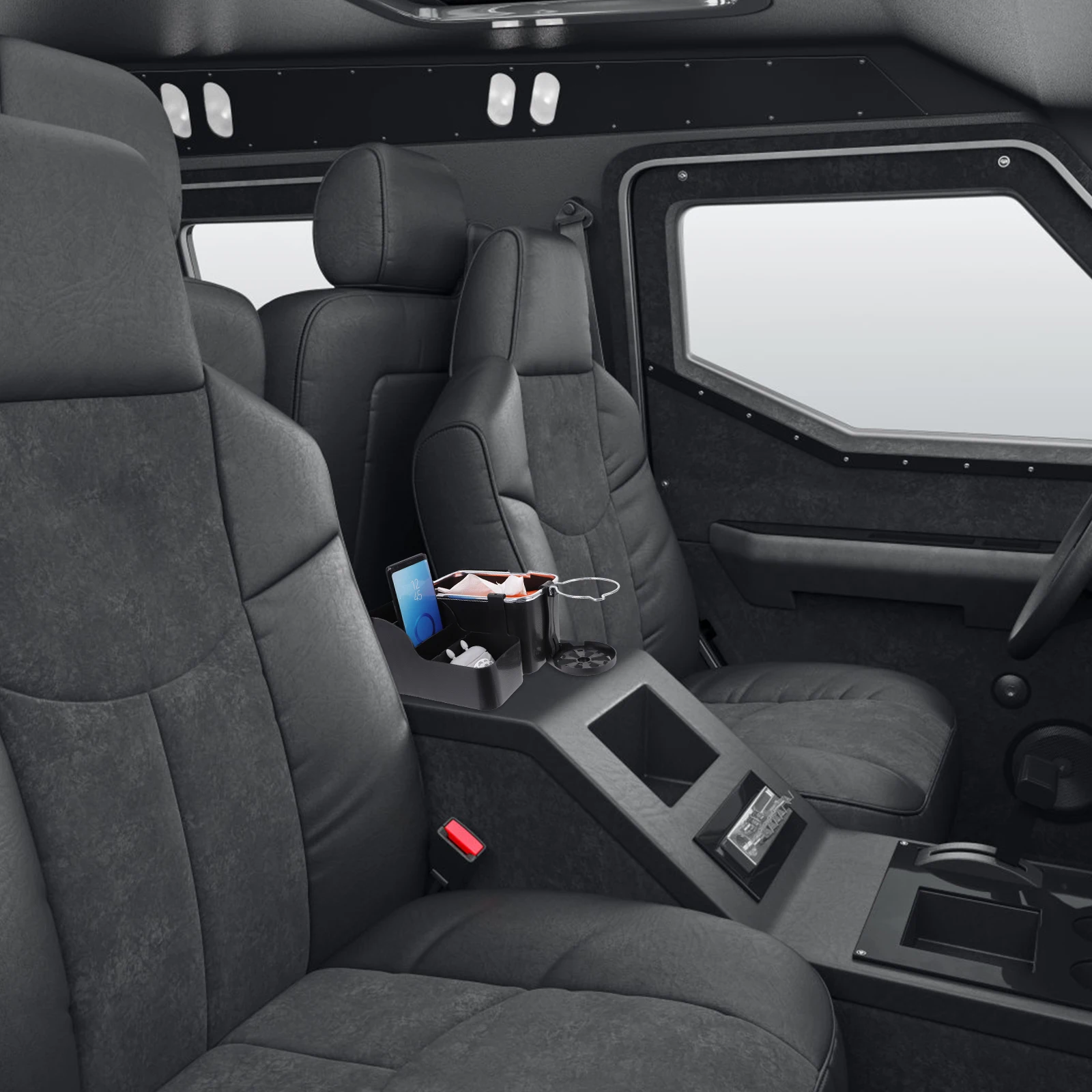 

Center Console Armrest Organizer Car Storage Box ABS Durable Material Multifunctional Cup Holder Phone Stand Car Supplies