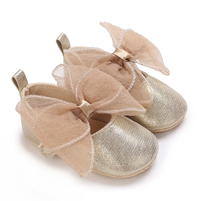 Scarpe da principessa per bambina alla moda nuova primavera/estate scarpe da passeggio con suola morbida per bambini in età prescolare con fiocco inferiore in tessuto Casual