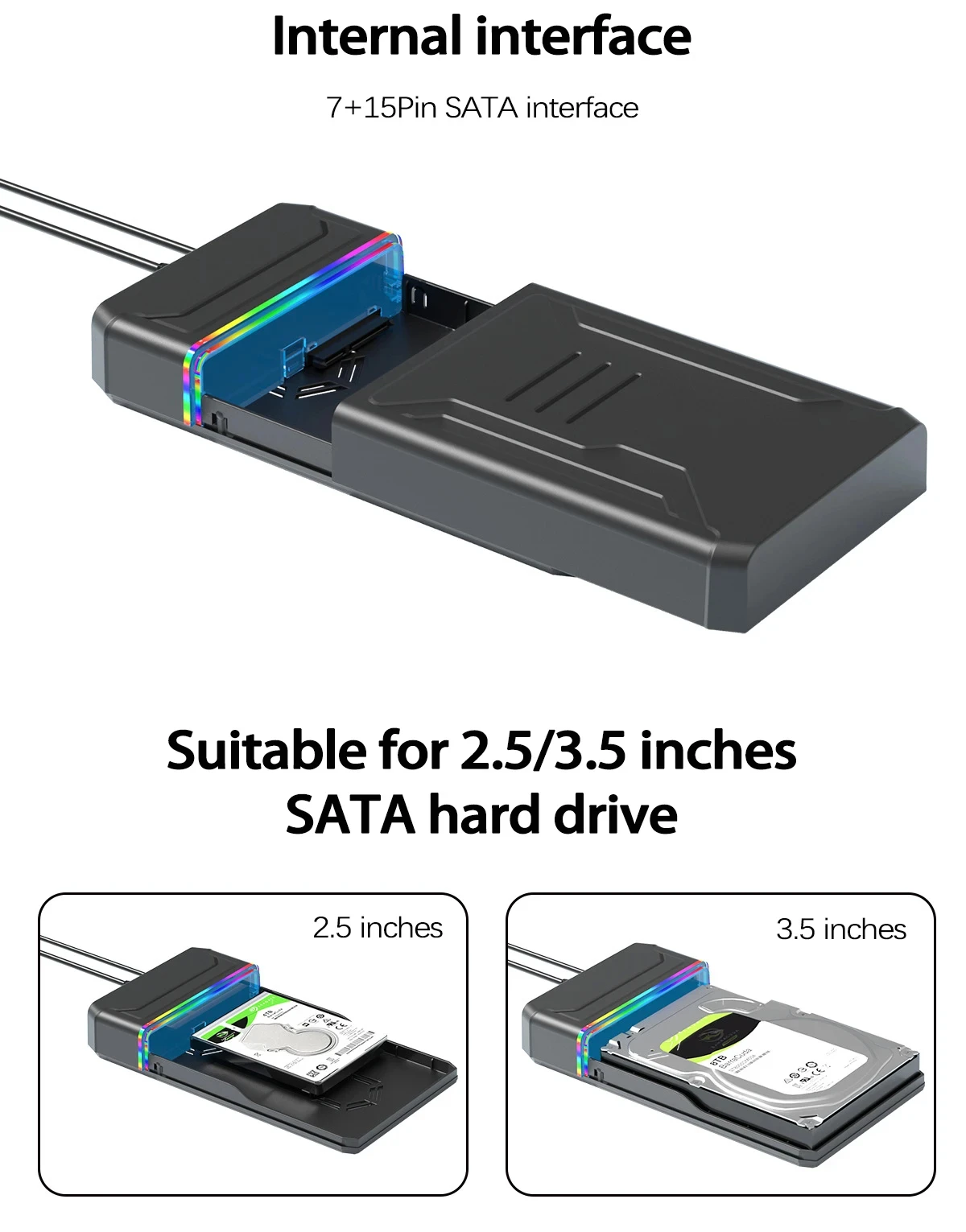 2.5/3.5 inch Hard Disk Enclosure SATA To Type C Hard Drive Case Adapter Up To 6Gbps External HDD Box for PC Laptop 12V 3A Power
