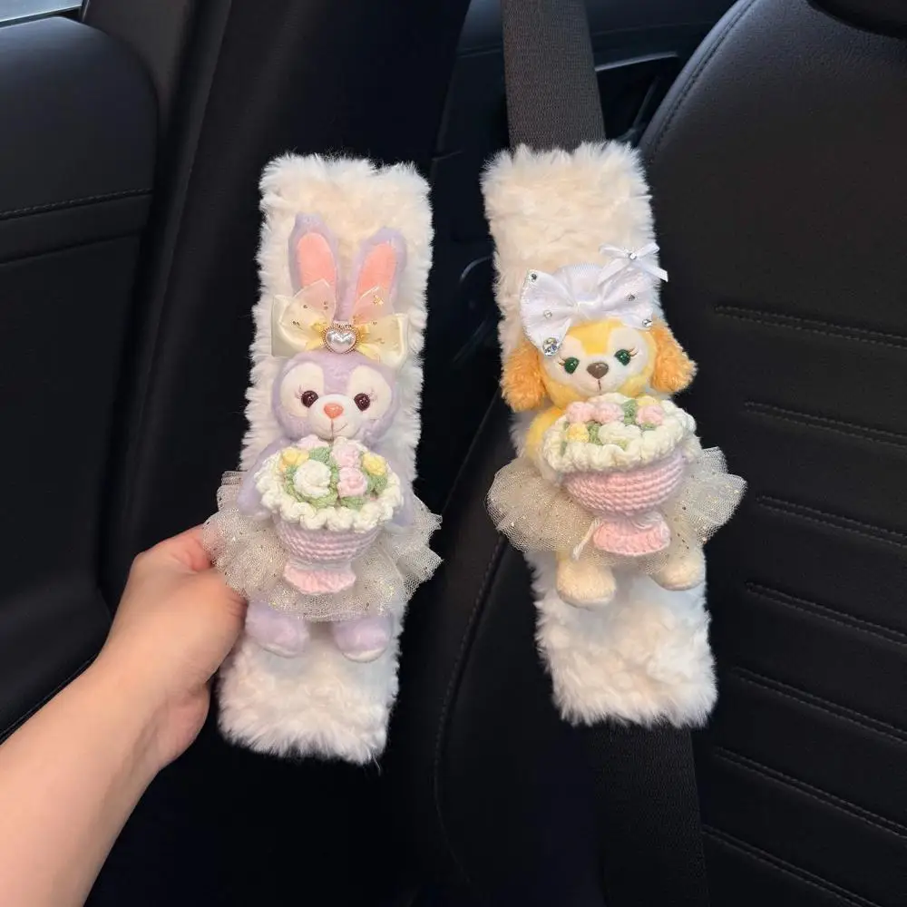 Disney Anime StellaLou LinaBell Seat Belt Shoulder Protector Cartoon Car Interior Accessories Seat Belt Protective Cover