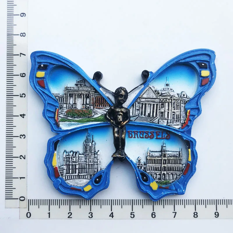 

Belgian Butterfly Creative Fridge Magnet Cultural Landscape Resin Message Stickers Tourism Souvenir Decoration Crafts