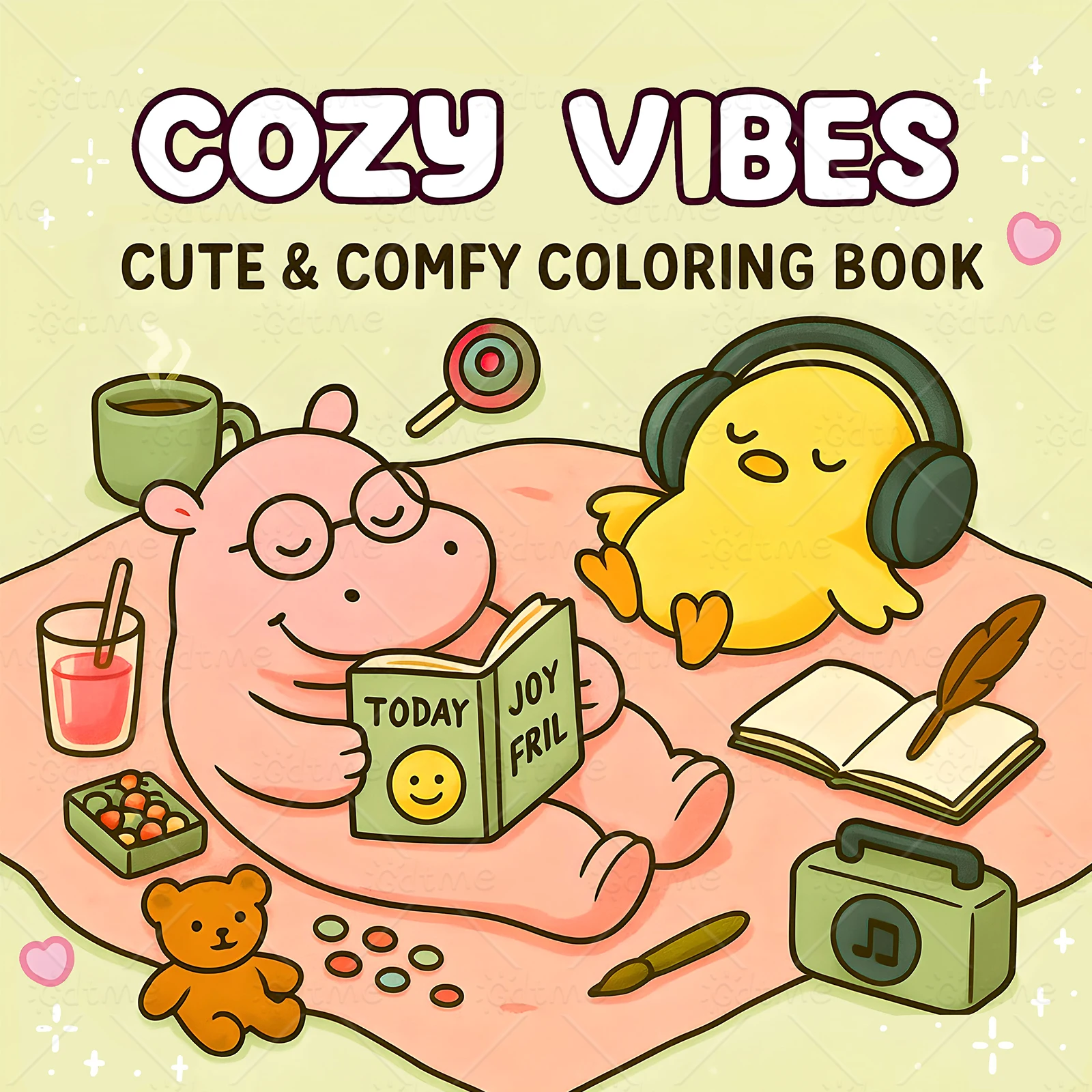 

COZY VIBES Bold-easy Patterns Coloring Book for Adults Cute Drawing Book Perfect Gift for Party and Birthday