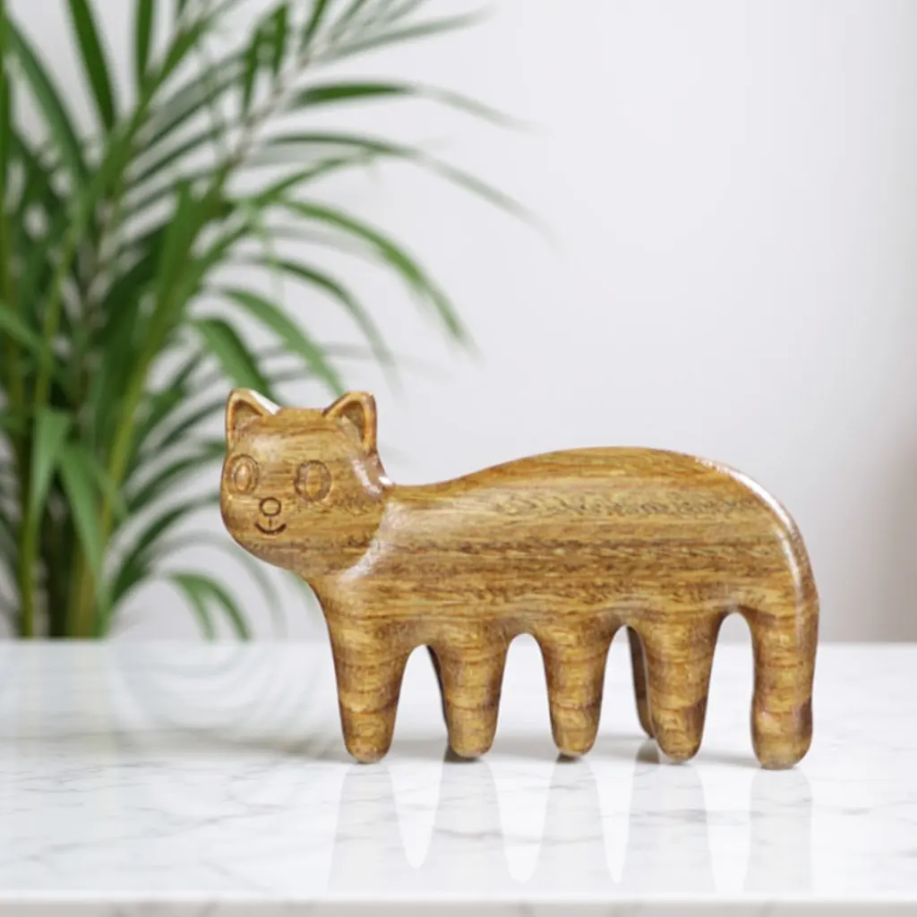 

Массажная расческа в форме кошки с широкими зубьями для массажа головы, ухода за кожей головы, разглаживания волос и расслабления кожи головы, ручная массажная расческа