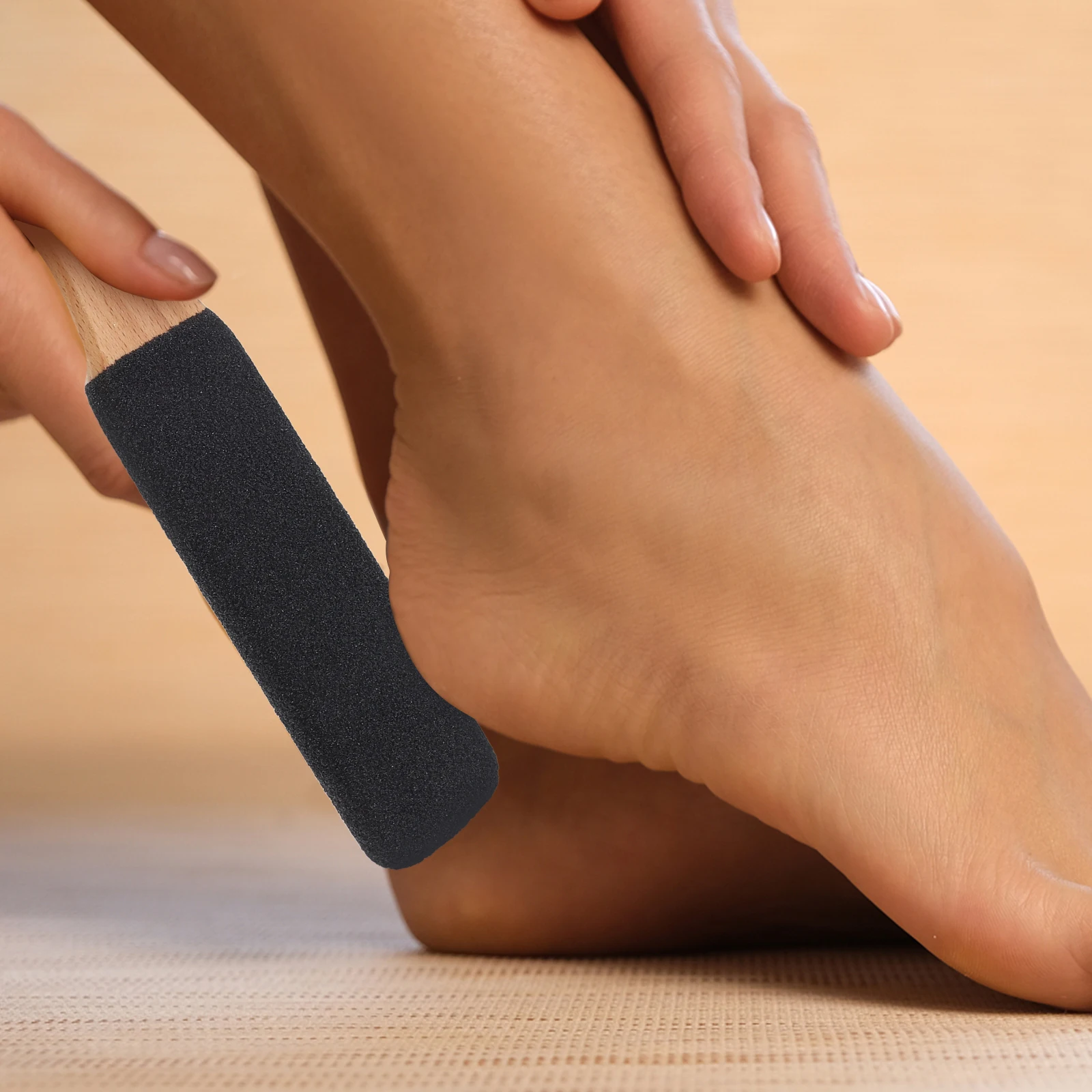 1 stuks houten handvat voetvijl dubbelzijdig eeltverwijderaar glad dode huid gemakkelijke grip ergonomisch ontwerp draagbaar voor thuis en op reis