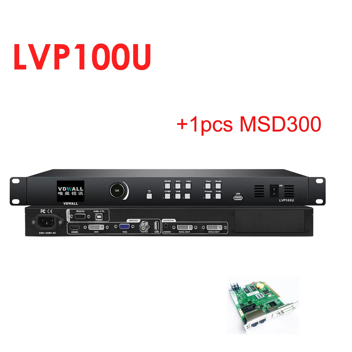 Processador de Vídeo com Cartão Novastar Link Envio, Display LED, Baixo Custo, Barato, LVP100, LVP100U