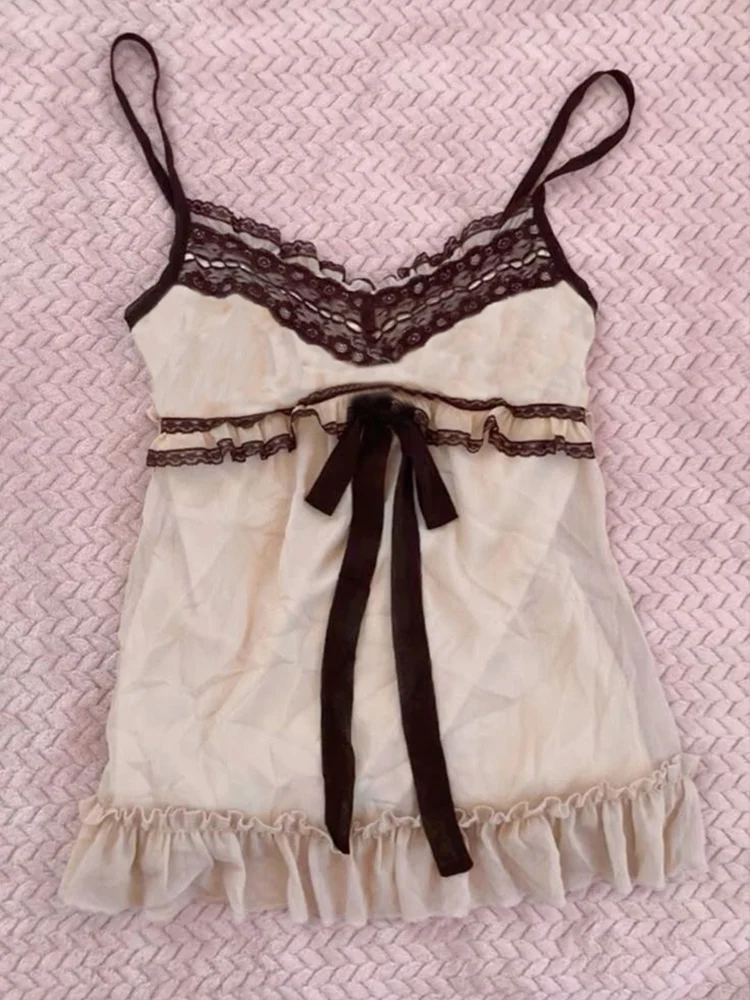 Y2K mujeres vintage 2000s Harajuku emo chica lindo verano nueva ropa de calle decoración de pétalos arco moda rock gótico sexy Punk camiseta sin mangas