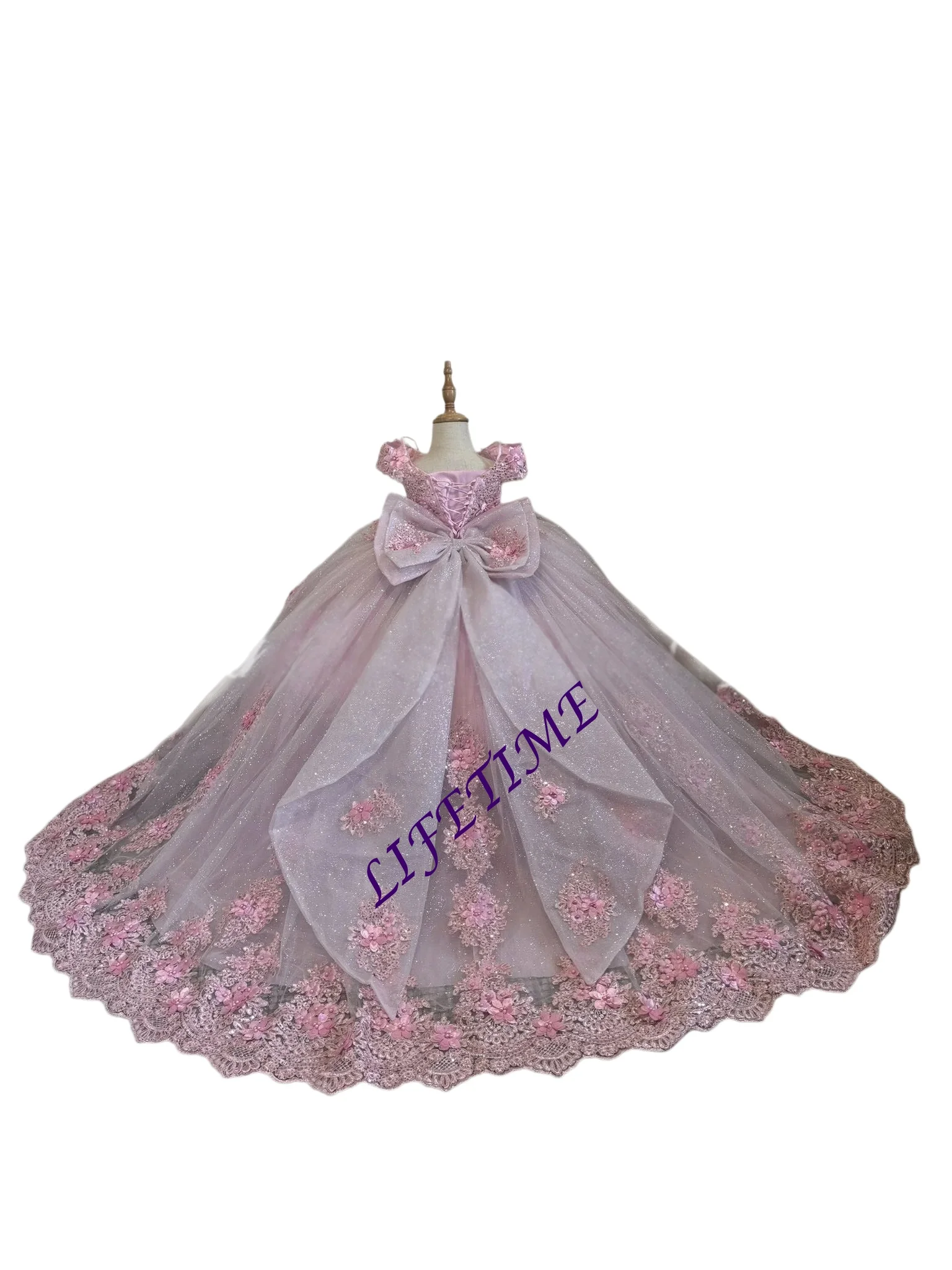 

CustomizedCustomized Green Flower Girl Dress for Wedding Tulle Lace Applique Puffy Elegant Kids Birthday Party First Communion B