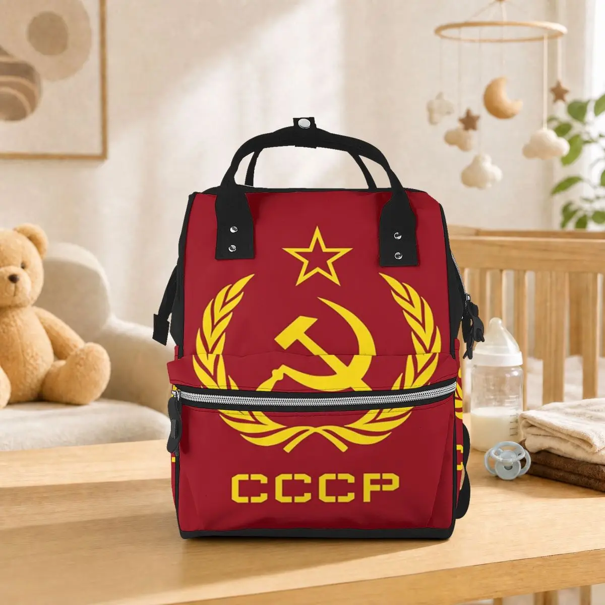Russian USSR Soviet Union Hammer And Sickle CCCP Communist Student Backpack School Bag for Men Women Bookbag Shoulder Bags