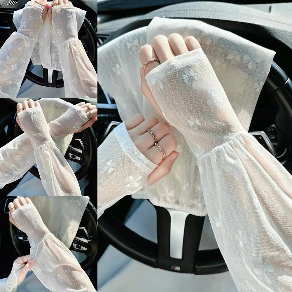 

New Multicolor Lace Arm Sleeves Loose Uv Outdoor Sunscreen Silk Breathable Lace Sleeve Sleeve Sports Arm Cooling V6m9