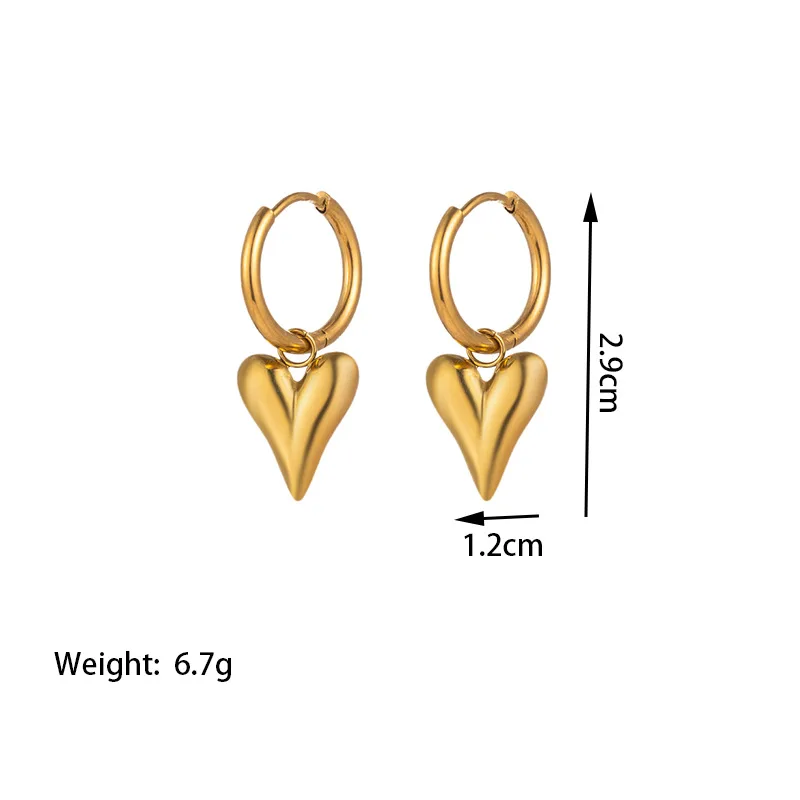 Ramos Stainless Steel Chic Heart Huggie Hoop Earrings Charm Gold Color Tarnish Free Trendy Fashion Jewelry for Women Bijoux