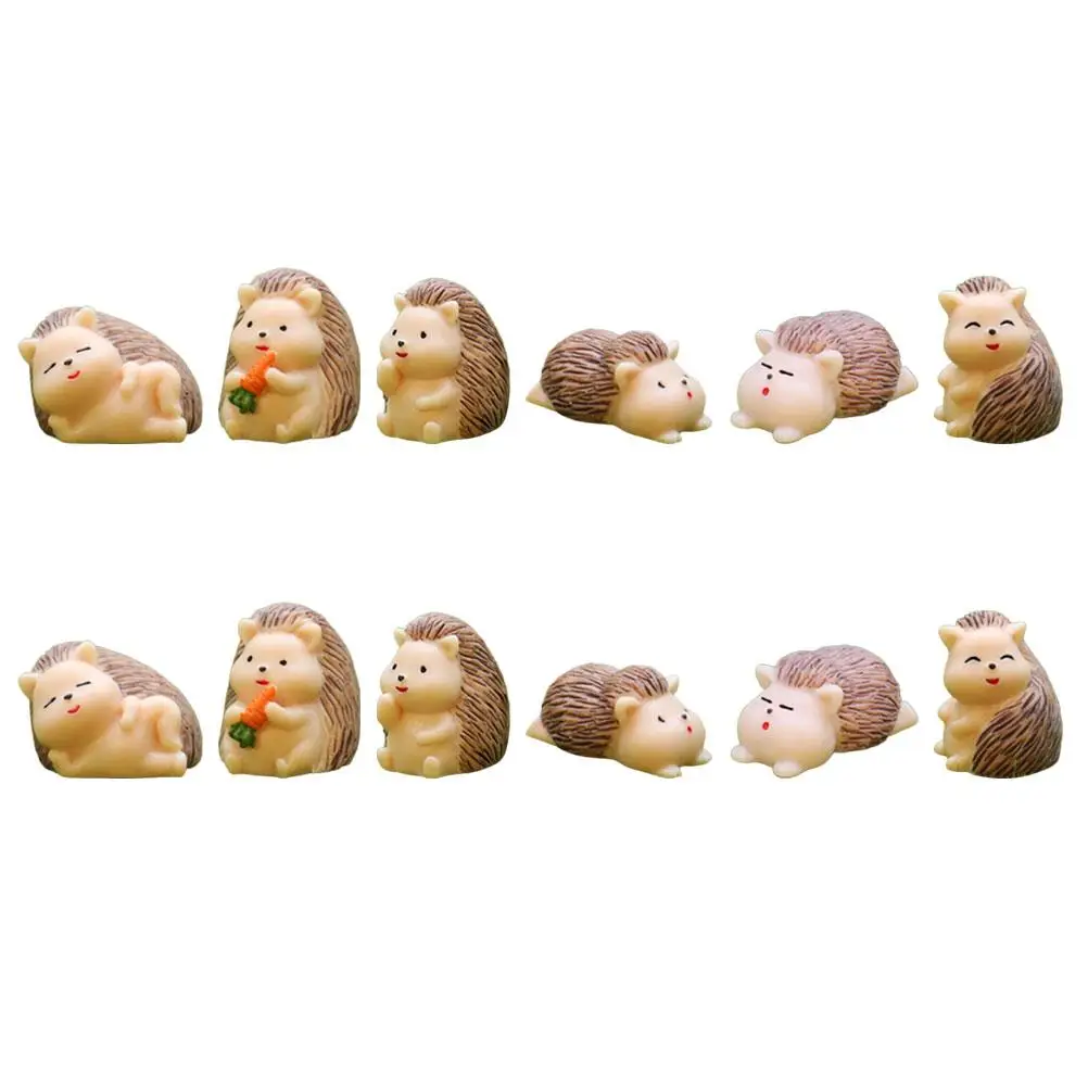 

12 Pcs Hedgehog Ornaments Resin Animal Decor Cartoon Figurines Garden Home Festival Decor Mini Landscape Statue