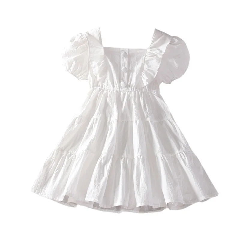 Summer Toddler Baby Girls Dress Cotton Simple Girls Home Dress White Children Dresses Casual Kids Loose Dresses Clothing