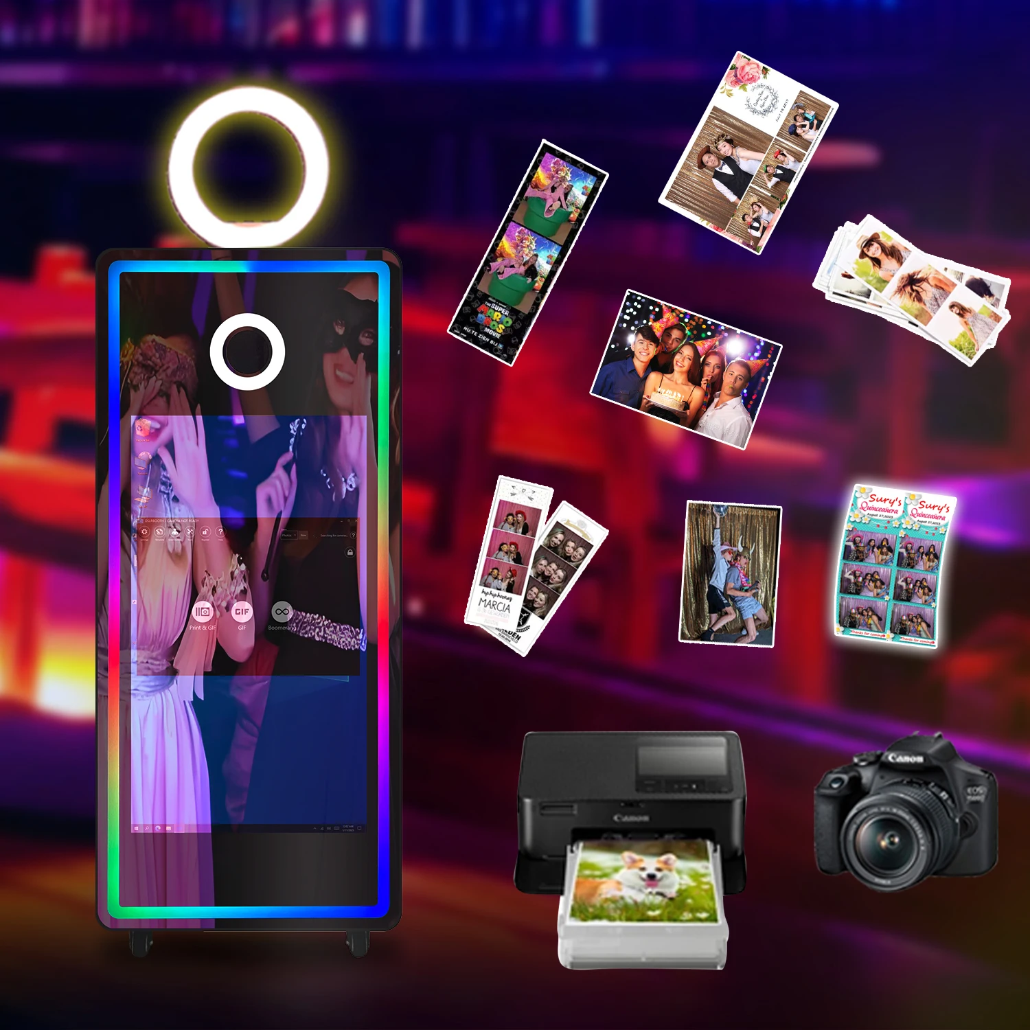 2025년 신형 미러 포토 부스 셀피 디지털 휴대용 터치스크린 및 매직 미러 포토부스 기계 프린터 쉘