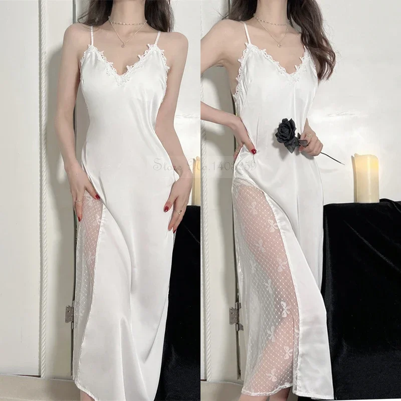 قطعتين مجموعة مثير الدانتيل فستان النوم عادية رايون Homewear الربيع الصيف طويل كيمونو روب استحمام ثوب جديد الإناث ملابس خاصة ثوب النوم