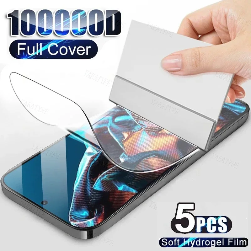 5PCS Hydrogel Film For Xiaomi Poco X5 X4 X3 F5 Pro Screen Protector For Poco M5 M5S M3 M4 M6 Pro F3 F4 GT Protective Film