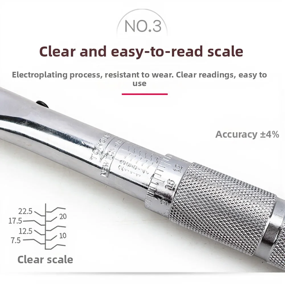 Adjustable Torque Range Tool Torque Wrench Ratchet Torque Wrench AS SHOWN 5-25N Torque Wrench Adjustable 5-25 Nm Range