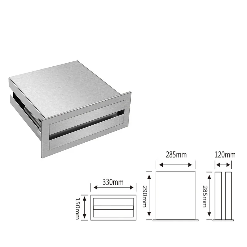 304 Stainless Steel Mirror Back Modern and Simple Waterproof Multi-Purpose Wall-Mounted Bathroom Tissue Box