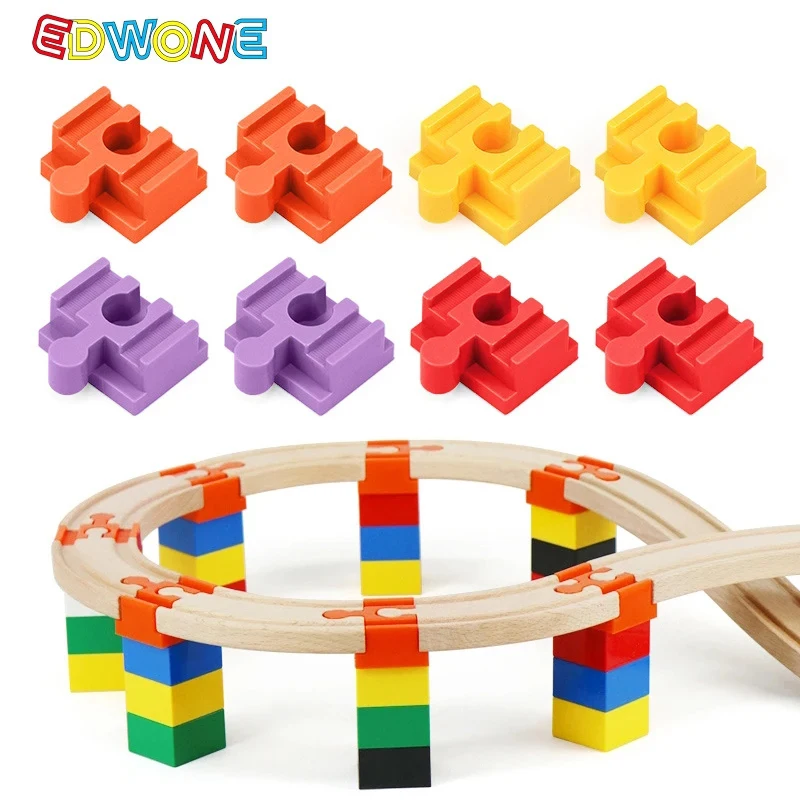 5pcs Wooden Train Track Adapter Plastic Building Blocks Wooden Track Connectors fit for All Wooden Tracks Toys for Kids