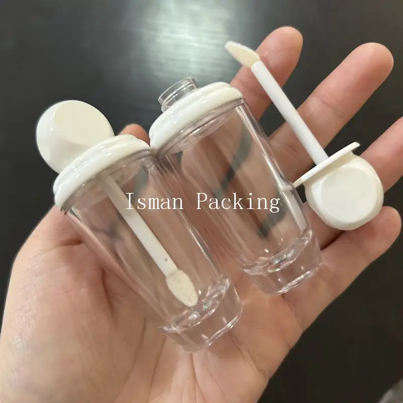 

50Pcs clear white liquid lipstick lipgloss cosmetic lip tint packaging 10ml thick lip gloss container wand tubes with brush