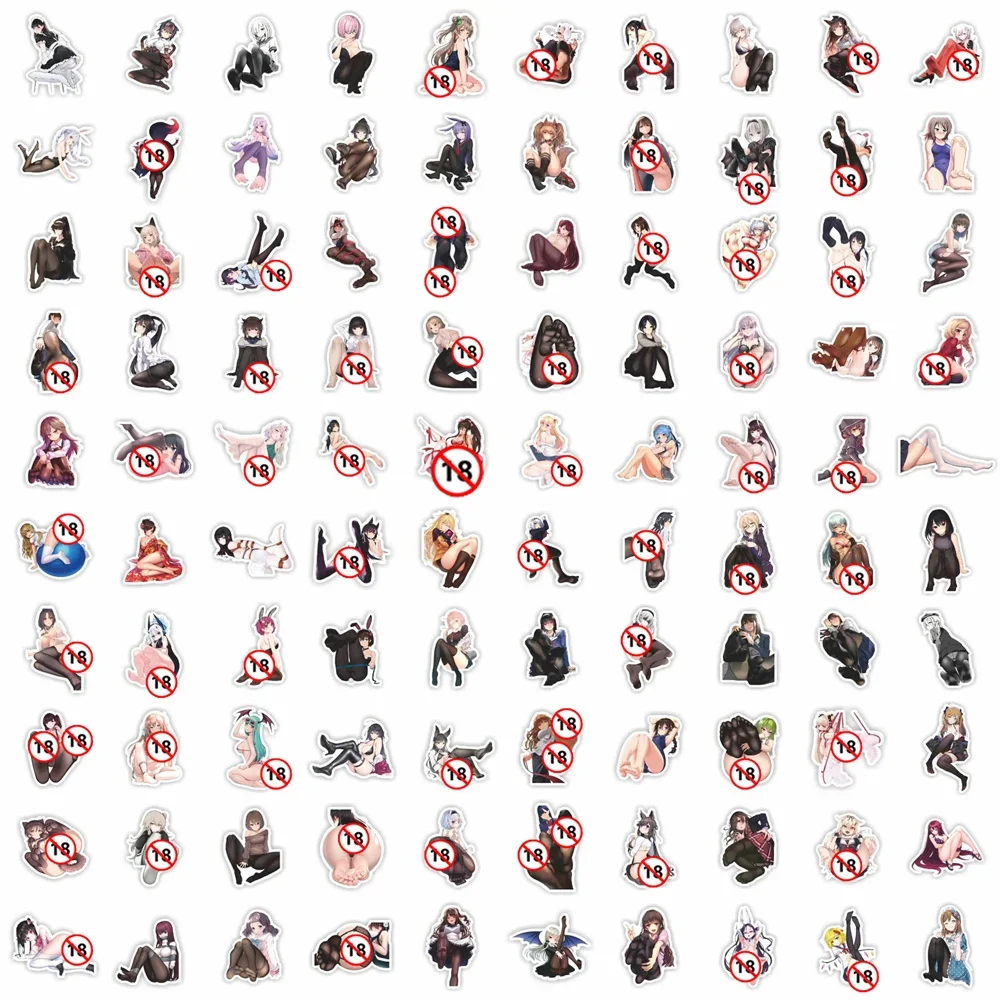 100PCS Hentai Waifu สติกเกอร์สาวเซ็กซี่สาวอะนิเมะสติกเกอร์สําหรับผู้ใหญ่กันน้ําสําหรับขวดน้ําแล็ปท็อปสเก็ตบอร์ด