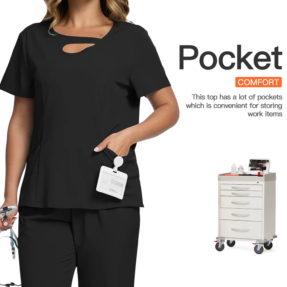 Beauty Workwear Women Medical Nurses Uniform Surgical Scrubs Set Spa Top Pants Clinic Carer Clothes Nursing Uniforms Jogger Suit view 3