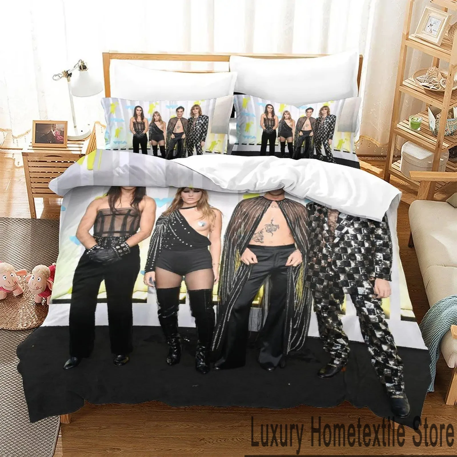 3D Print Maneskin Bedding Set Boys Girls Twin Queen King Size Duvet Cover Pillowcase Bed boys Adult Home Textileextile