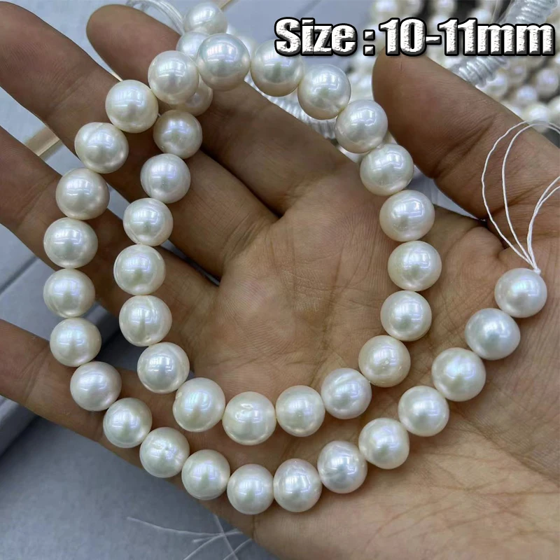 

Бусины из культивированного круглого пресноводного жемчуга, слегка круглые, белые, 10-11 мм, ювелирные изделия ручной работы, ожерелье, браслет, серьги, жемчуг