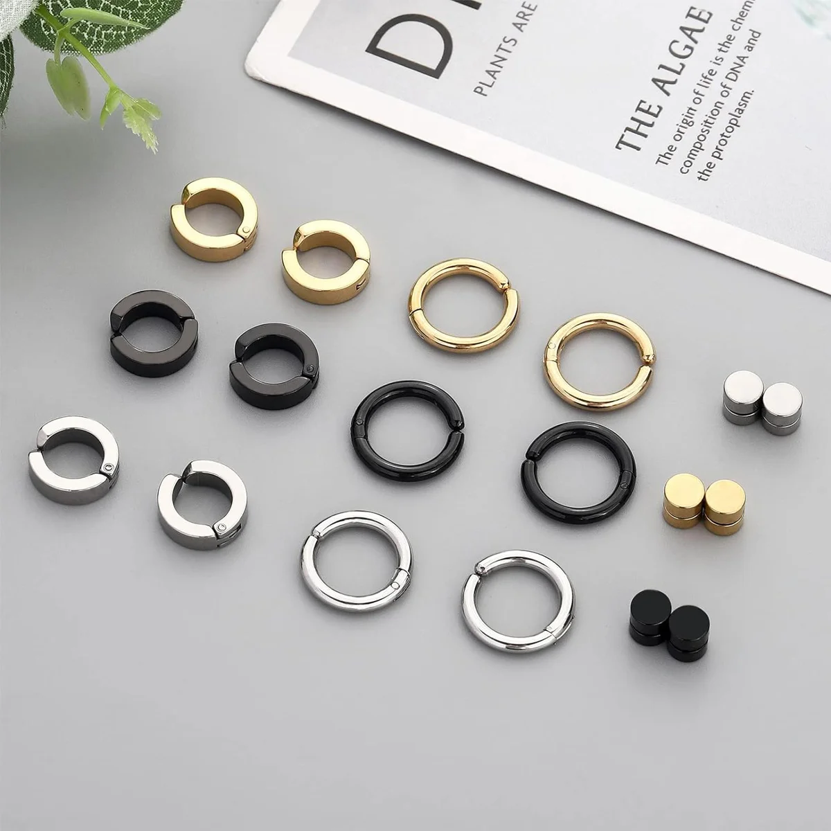 Hypoallergenic Stainless Steel Magnetic Non-piercing Earring Ear Clips Set for Men Easy to Wear No Piercing Required