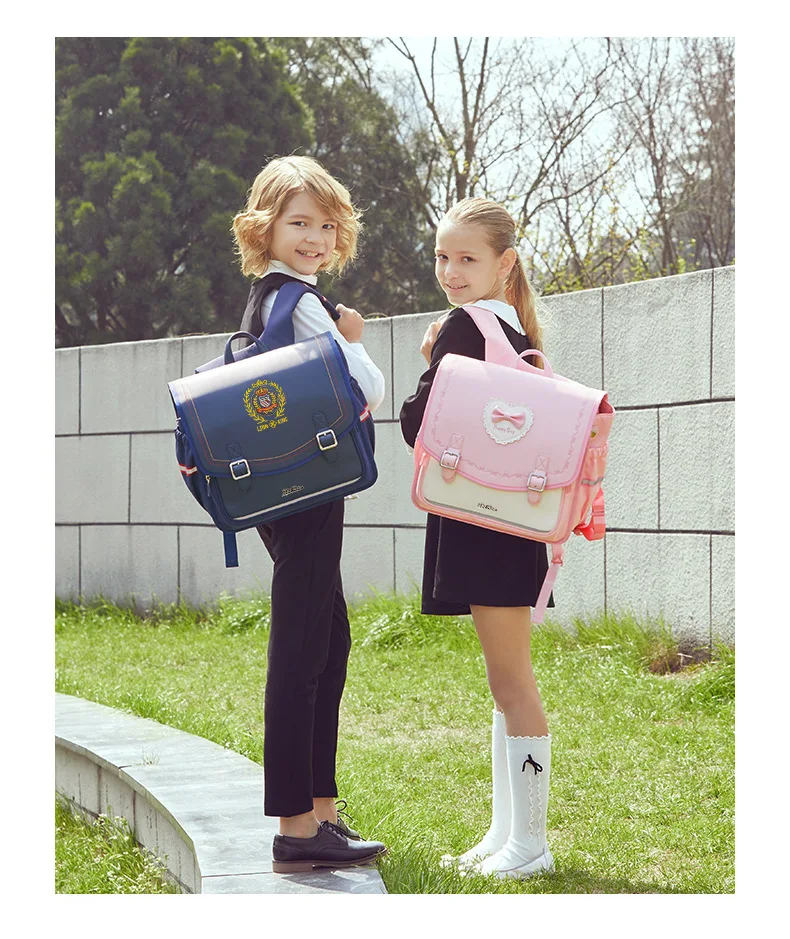 Tas Ransel Horizontal Gaya Inggris untuk Siswa SD, Tas Sekolah Bernapas untuk Anak-Anak, Tas Buku Ergonomis untuk Anak, Kembali ke Sekolah