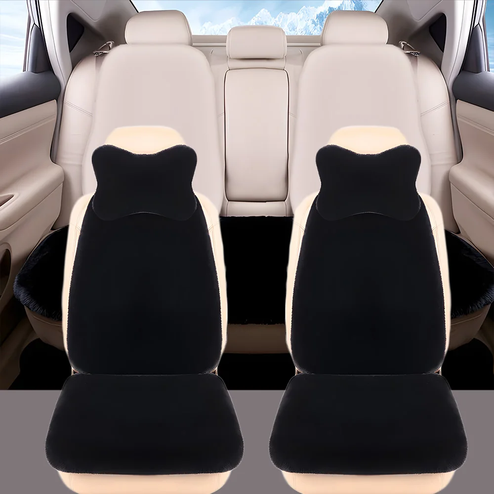 Sheepskin Car Seat Covers Set Front Car Seat Cover For Chevrolet Aveo T250 Chair Pad Plush Warm Car Seat Cover Winter Wool Thick