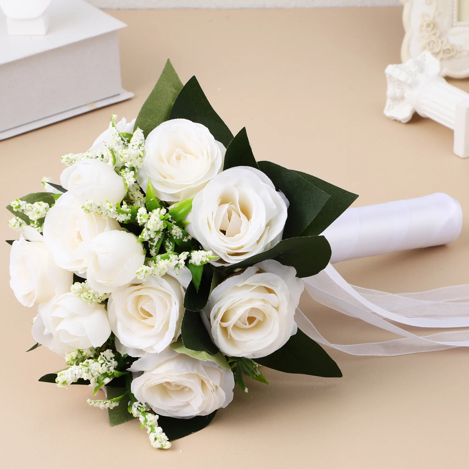 

2 pcs Bridal Bouquets Artificial Bride Flowers Bridesmaid Wedding Hand Bouquet Romantic Elegant Decoration Long Lasting