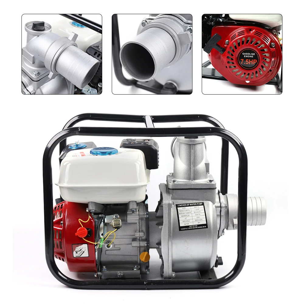 

High Quality 4 Stroke Gasoline 7.5 HP Portable Powered Water Transfer Pump With Gas Engine For Garden Irrigation