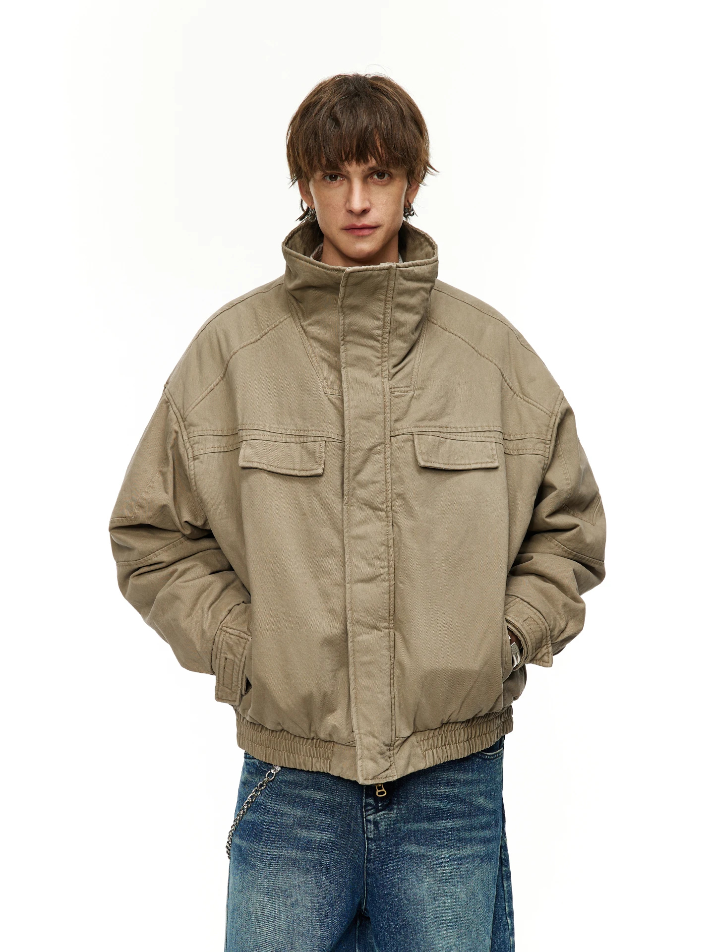 Men's Fashion Solid Color Jacket Parkas Men 2025 Winter New Long Sleeve Thick Outerwear Coats Simple Pocket Decoration Parkas