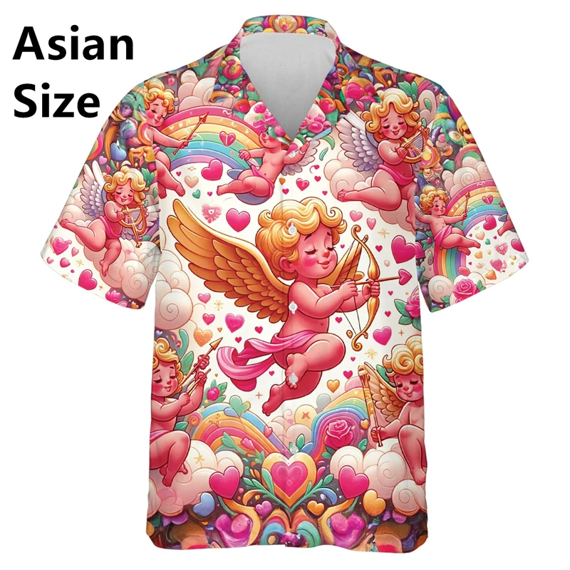 

2025 Valentine Day Button Down Shirts For Men Short Sleeve Summer Casual Spread Collar Beach Shirts Fashion Mens Shirts Tops
