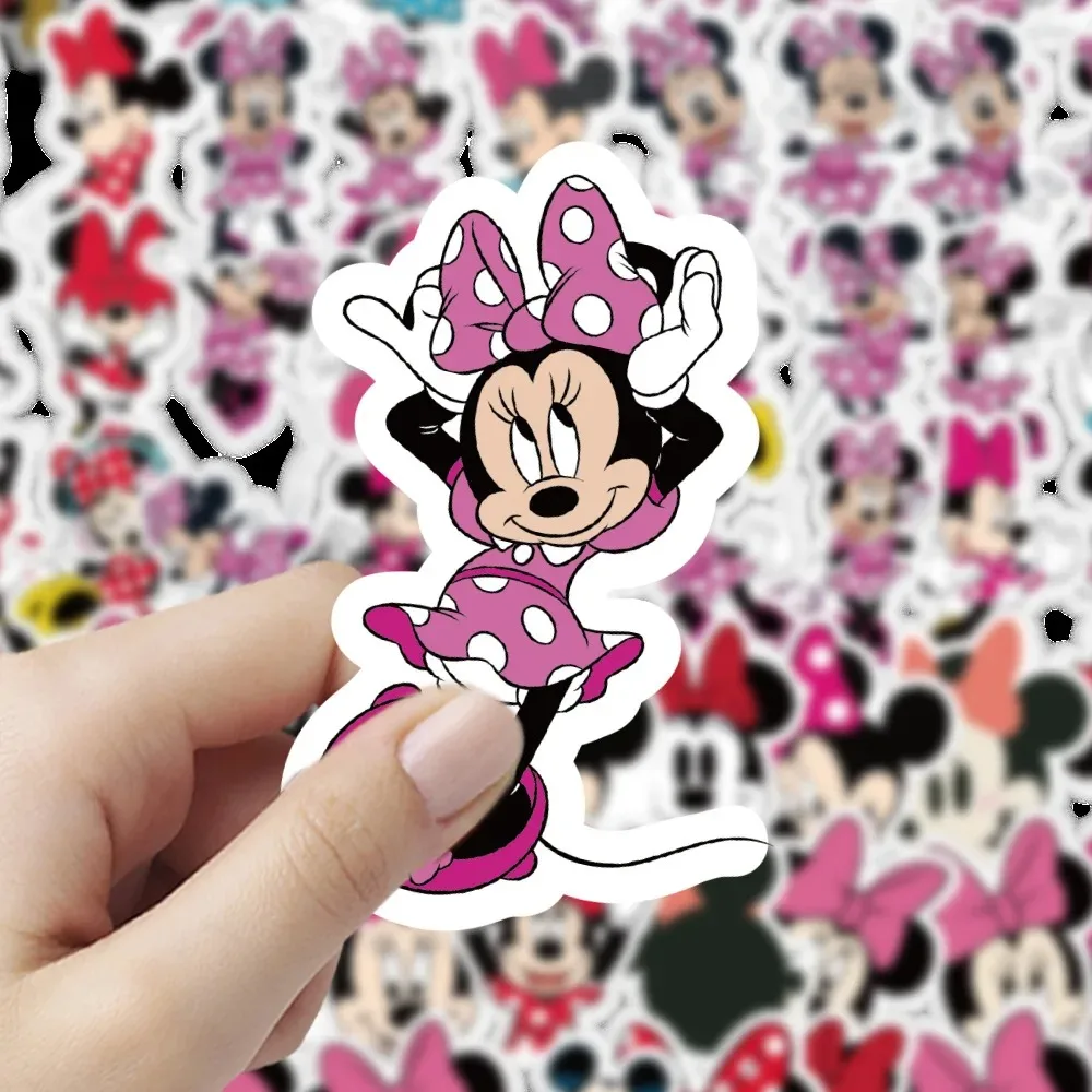 50 Stück Cartoon Minnie Maus Aufkleber Niedliche Notizbuch-Handy-Kühlschrank-Wandtattoos Wasserfeste Graffiti-Scrapbooking-Sticker – Detail 5